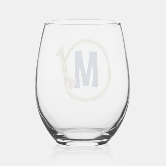 Touw Lijst met Monogram Wijnglas Zonder Voet (Rechts)