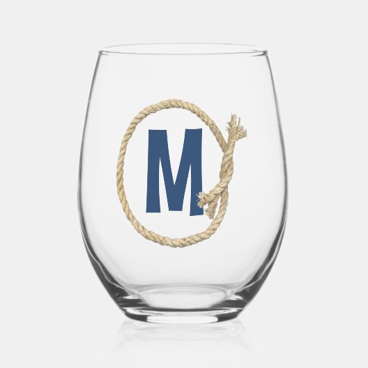 Touw Lijst met Monogram Wijnglas Zonder Voet (Links)