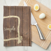 Touw Lijst op teakhout met citaat Theedoek (Quarter Fold)