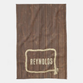 Touw Lijst op teakhout met naam Theedoek (Verticaal)