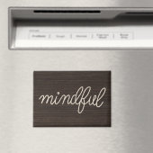 Touw MINDFUL tekst op donker hout Magneet (Insitu (Vaatwasser))