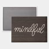 Touw MINDFUL tekst op donker hout Magneet (Voorkant / Achterkant)