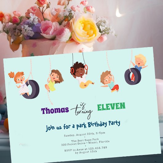 Touw park avontuur kinderen verjaardag kaart