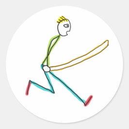Touw Springende Stickman Ronde Sticker