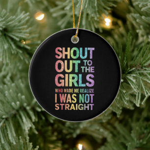 Touw Uit Naar De Meisjes Gay Pride Regenboog Vlag Keramisch Ornament