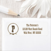 Touwcirkel western monogram adresetiketten etiket (Insitu)