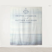 Touwen Anker Monogram Waterverf Oceaan Bruiloft Wandkleed (Voorkant)