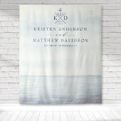 Touwen Anker Monogram Waterverf Oceaan Bruiloft Wandkleed