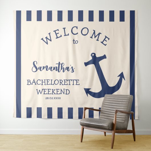 Touwen Anker Streep Bachelorette Feest Achtergrond Wandkleed (In Situ (horizontaal))