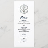 Touwen anker zee bruiloft menu met zeil hart (Voorkant)