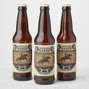 Touwen Cowboy VOEG NAAM TOE Western Familie Paarde Bier Etiket