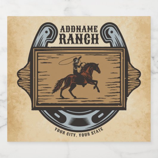 Touwen Cowboy VOEG NAAM TOE Western Familie Paarde Bier Etiket (Enkel label)