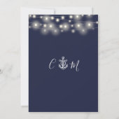 Touwen Lichtsnoeren Monogram Navyblauw Bruiloft Kaart (Achterkant)