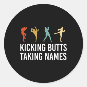 Touwen Maar Namen Kickboksen Kickbokser Ronde Sticker