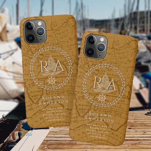 Touwen Monogram Kaart Bruin Case-Mate iPhone Case
