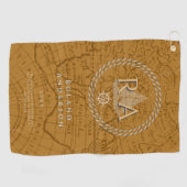 Touwen Monogram Kaart Bruin Golfhanddoek (Horizontaal)