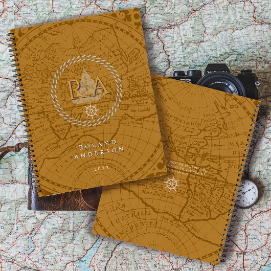Touwen Monogram Kaart Bruin Notitieboek