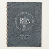 Touwen Monogram Kaart Grijs Planner (Voorkant)