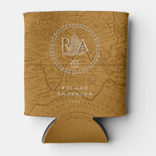 Touwen Monogramkaart Bruin Blikjeskoeler (Voorkant)