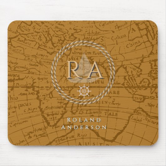 Touwen Monogramkaart Bruin Muismat (Voorkant)