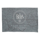 Touwen Monogramkaart Grijs Kussensloop (Voorkant)