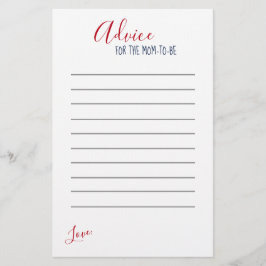 Touwen Rode Witte Streep Baby Shower Advieskaarten