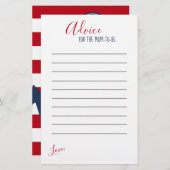 Touwen Rode Witte Streep Baby Shower Advieskaarten (Voorkant / Achterkant)