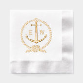 Touwen scheepsanker frame monogram initiaal R2 Folie Servetten (Voorkant)