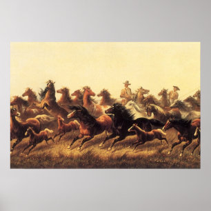 Touwen van Wilde Paarden door James Walker Poster