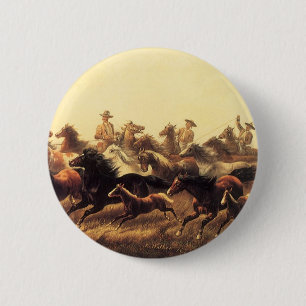 Touwen van Wilde Paarden door James Walker Ronde Button 5,7 Cm