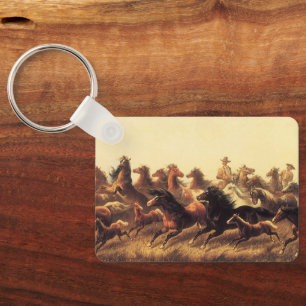 Touwen van wilde paarden door James Walker Sleutelhanger