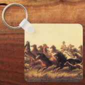 Touwen van wilde paarden door James Walker Sleutelhanger (Voorkant)