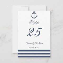 Touwenanker & Gestreept Trouwtafel Nummer Kaart