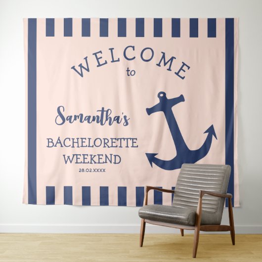 Touwenanker Streep Bachelorette Feest Achtergrond Wandkleed (In Situ (horizontaal))