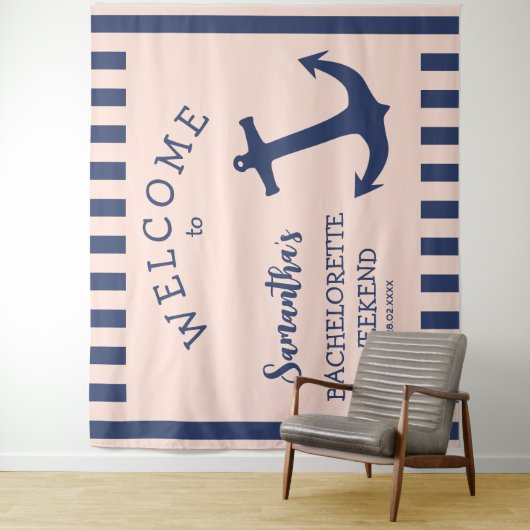 Touwenanker Streep Bachelorette Feest Achtergrond Wandkleed (In situ)