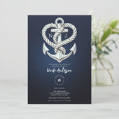 Touwenanker Zeevaart Navy Bruids- Kaart (Staand voorkant)