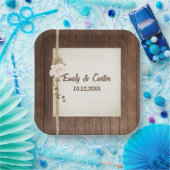 Touwknoop en Hydreangea op hout Papieren Bordje (Feest)