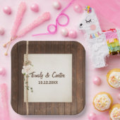 Touwknoop en Hydreangea op hout Papieren Bordje (Feest)