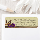 Touwknoop met Paarse Daisy en Hoefijzers Etiket (Insitu)