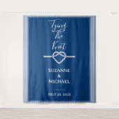 Touwknopen Nautisch Navyblauw Fotobackdrop Wandkleed (Voorkant)