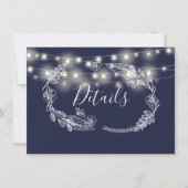 Touwlichtjes in marineblauw Trouwdetails Kaart (Voorkant)