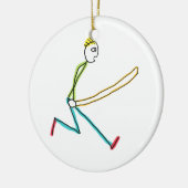 Touwslingerende Stickman Keramisch Ornament (Links)