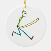 Touwslingerende Stickman Keramisch Ornament (Achterkant)