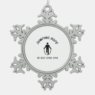Touwspel mijn beste sport ooit tin sneeuwvlok ornament