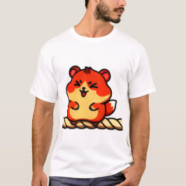 Touwtje Gegiechel: Chibi Hamster in Rood en Crème T-shirt
