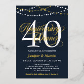 Touwverlichting 40-jarig huwelijksjubileum diner folie uitnodiging (Voorkant)