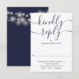 Touwverlichting Huwelijk Marineblauw Schrift RSVP Kaartje