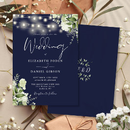 Touwverlichting in marineblauw met bloemmonogram b kaart