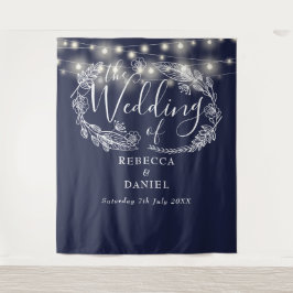 Touwverlichting in marineblauw trouwfotobackdrop wandkleed