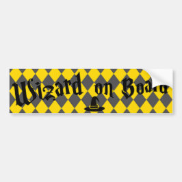 Tovenaar aan boord, zwart en geel, bumpersticker
